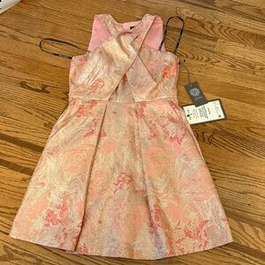 Vince Camuto Pink and Gold Patterned Dress